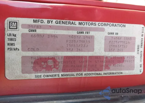 1984 Chevrolet G20 from USA, damaged, VIN 1G8EG25H5E7111034